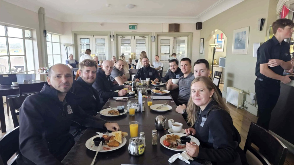 The MAX WAX team having breakfast together