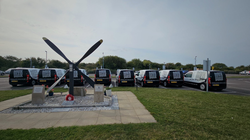 MAX WAX mobile valeting vans parked at the studio